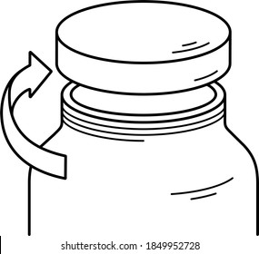 Screw and simple machines. Vector outline illustration.