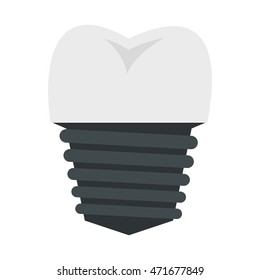Screw tooth implant icon in flat style isolated on white background. Dentistry symbol
