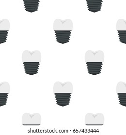 Screw tooth implant pattern seamless background in flat style repeat vector illustration