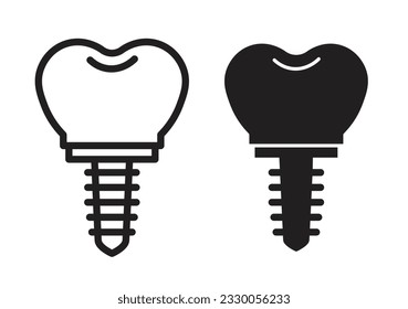 screw tooth implant vector icon set.