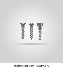 Screw types isolated vector elements