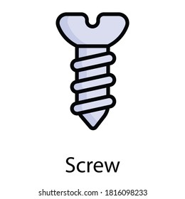 screw vector flat icon, colored line vector design
