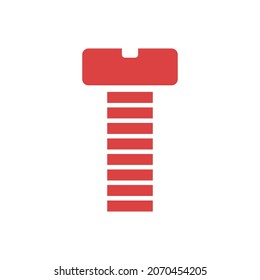 Screw vector icon. Red symbol