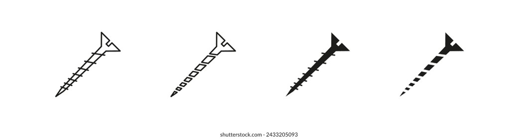 Screw vector icon set. Self tapping screws vector icons. 