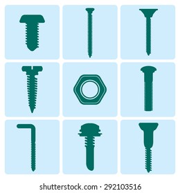 Screw vector icons set