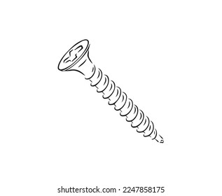 Screw vector line art illustration