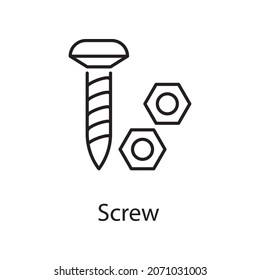 Screw vector Outline Icon Design illustration. Construction Symbol on White background EPS 10 File