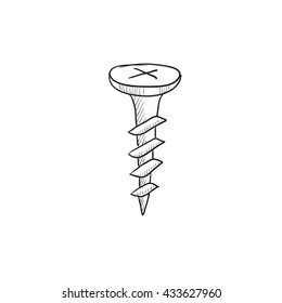 Screw vector sketch icon isolated on background. Hand drawn Screw icon. Screw sketch icon for infographic, website or app.