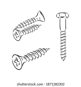 screw vector sketch illustration. Screw vector sketch icon isolated on background. Hand drawn Screw icon. Screw sketch icon for infographic, website or app.