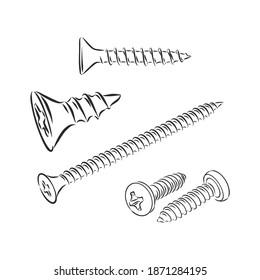 screw vector sketch illustration. Screw vector sketch icon isolated on background. Hand drawn Screw icon. Screw sketch icon for infographic, website or app.