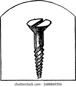 Screw, vintage engraved drawing illustration.