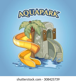 screw Water hill in an aquapark. Vector illustration