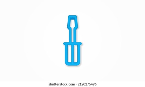 screwdriver 3d line flat color icon. Realistic vector illustration. Pictogram isolated. Top view. Colorful transparent shadow design.
