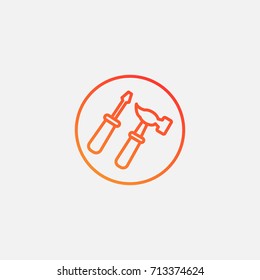 Screwdriver amd hummer icon.gradient illustration isolated vector sign symbol