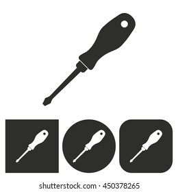 Screwdriver - black and white icons. Vector illustration.