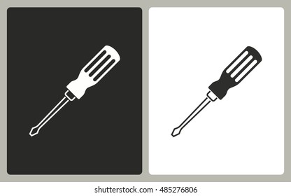 Screwdriver - black and white icons. Vector illustration.