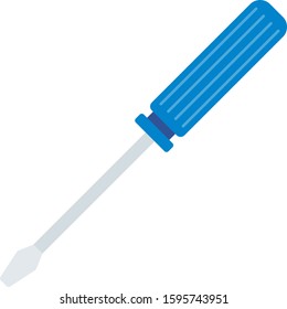 Screwdriver with blue tip vector flat icon isolated on white