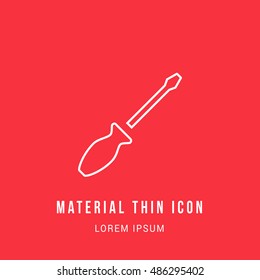 Screwdriver Bright red material designed line thin flat icon / logo