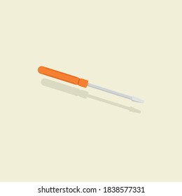 destornillador con mango marrón, creado en icono plano, vector