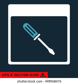 Screwdriver Calendar Page icon. Vector EPS illustration style is flat iconic bicolor symbol, blue and white colors.