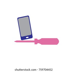 A screwdriver and Cellular phone