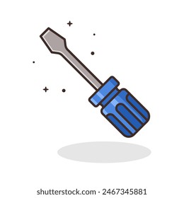 Screwdriver Clipart Cartoon Vector Illustration - Isolated on a White Background.