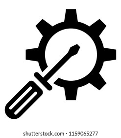 Screwdriver with cogwheel symbolising auto setting