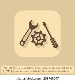 screwdriver, cogwheel and wrench icon setting and repair
