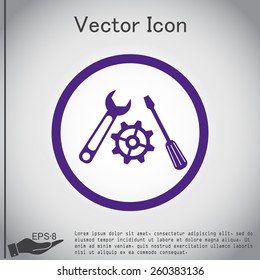 screwdriver, cogwheel and wrench icon setting and repair