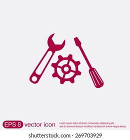 screwdriver, cogwheel and wrench icon setting and repair