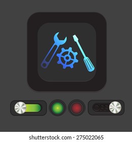 screwdriver, cogwheel and wrench icon setting and repair