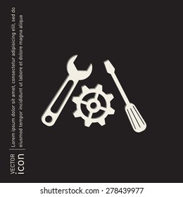 screwdriver, cogwheel and wrench icon setting and repair