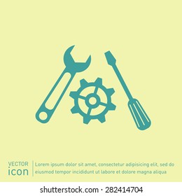 screwdriver, cogwheel and wrench icon setting and repair