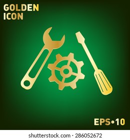 screwdriver, cogwheel and wrench icon setting and repair