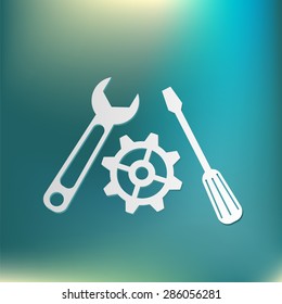 screwdriver, cogwheel and wrench icon setting and repair