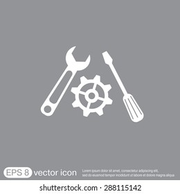 screwdriver, cogwheel and wrench icon setting and repair