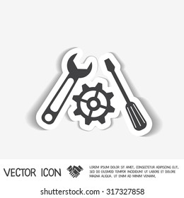 screwdriver, cogwheel and wrench icon setting and repair