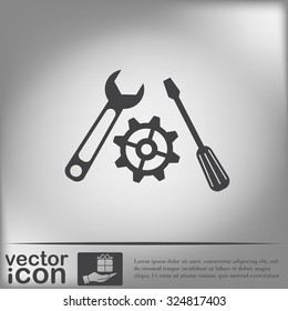 screwdriver, cogwheel and wrench icon setting and repair