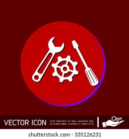 screwdriver, cogwheel and wrench icon setting and repair