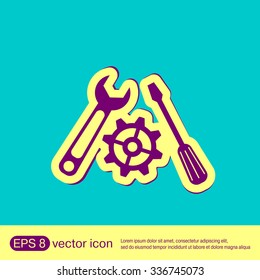 screwdriver, cogwheel and wrench icon setting and repair