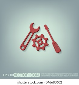 screwdriver, cogwheel and wrench icon setting and repair