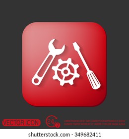 screwdriver, cogwheel and wrench icon setting and repair
