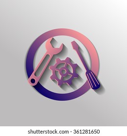 screwdriver, cogwheel and wrench icon setting and repair