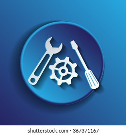 screwdriver, cogwheel and wrench icon setting and repair