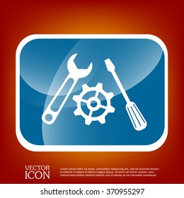 screwdriver, cogwheel and wrench icon setting and repair