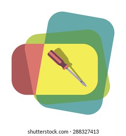 screwdriver in color frame flat illustration