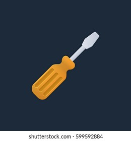 Screwdriver, color icon isolated on a black background. 