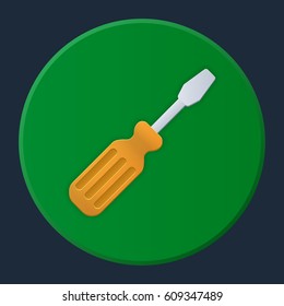 Screwdriver, color icon on bright circle background.