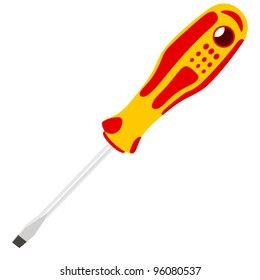 Screwdriver with a colored pen. Vector illustration. Rasterized version also available in portfolio.