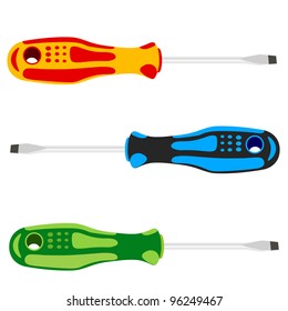 Screwdriver with a colored pen. Vector illustration. Rasterized version also available in portfolio.